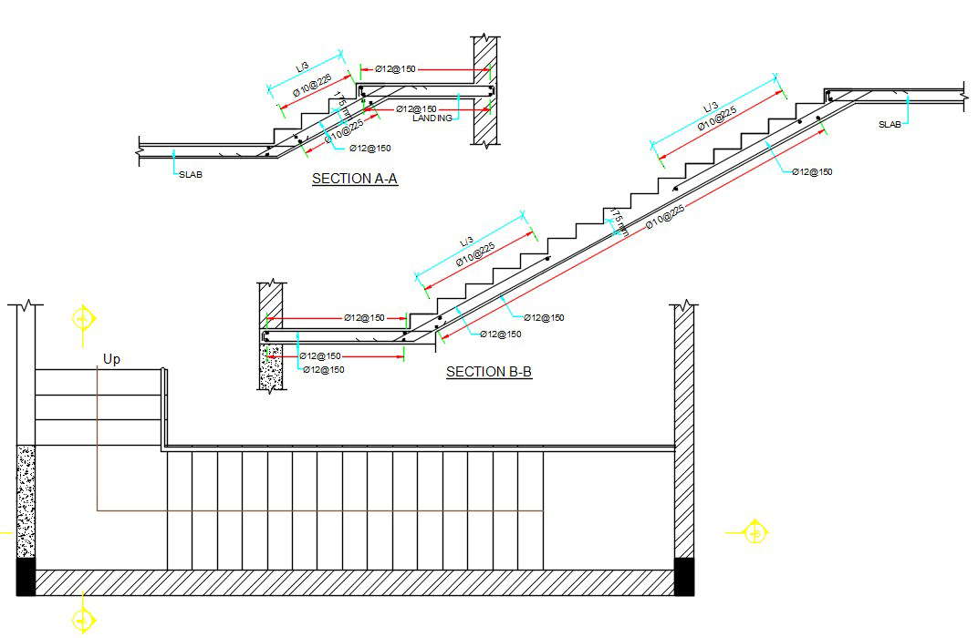 Staircase Section Drawing Free Dwg File - Cadbull