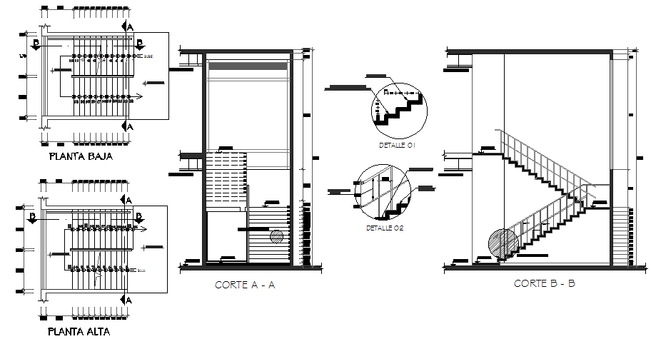 Staircase construction details of kitchen stairs dwg file - Cadbull