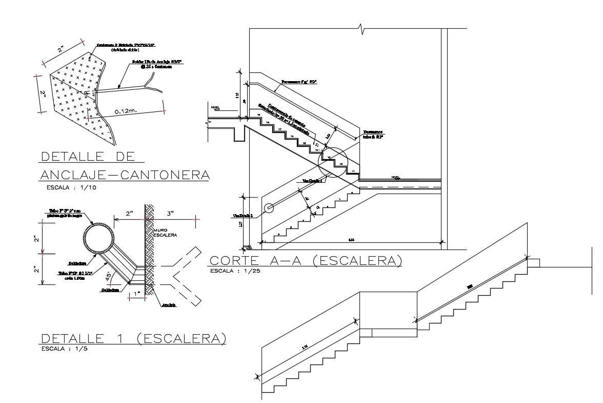 Metal Stair Detail In AutoCAD | CAD library