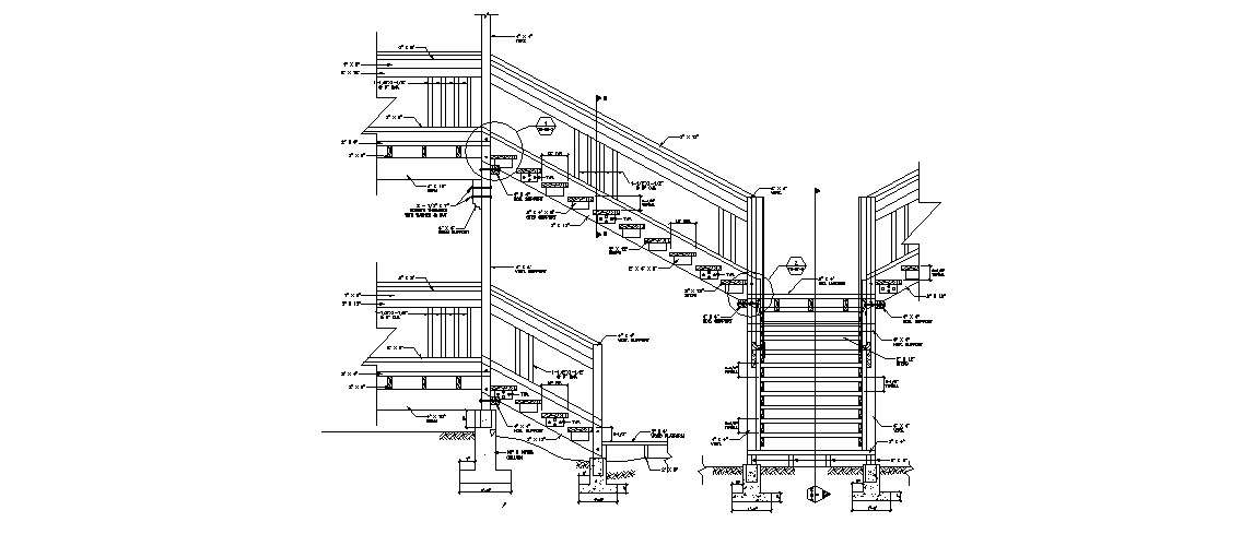 Staircase Section And Constructive Structure Cad Drawing Details Dwg