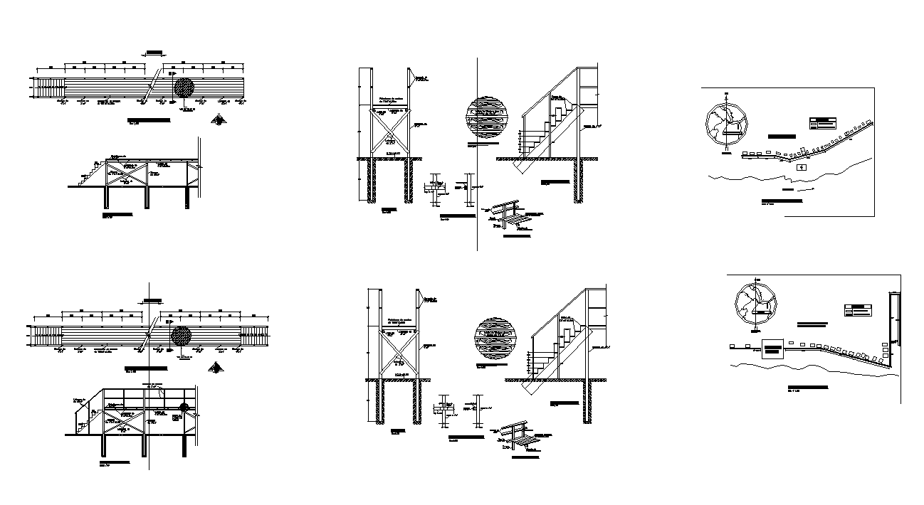 Staircase section detail elevation layout autocad file - Cadbull