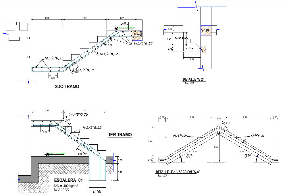 Staircase section plan detail dwg file - Cadbull