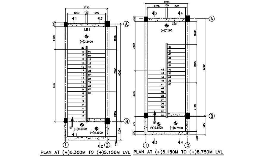 Staircase detail drawing specified in this Autocad drawing file ...