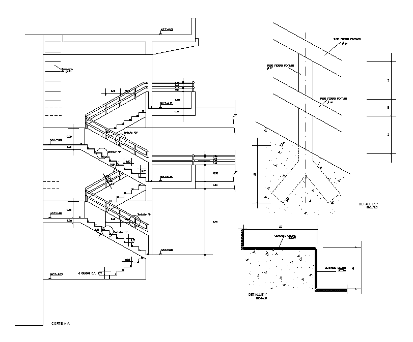 Staircase detail provided in this AutoCAD file. Download this 2d ...