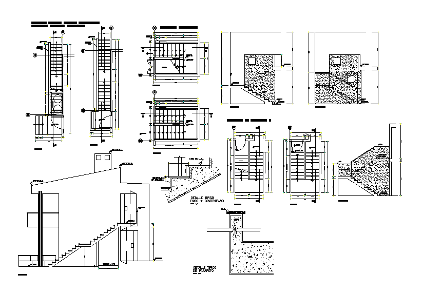 Staircase plan and elevation details are given in this Autocad drawing ...