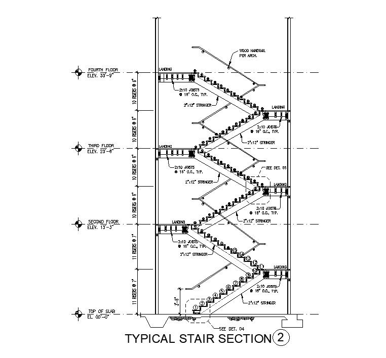 Staircase section detail drawing presented in this AutoCAD file ...