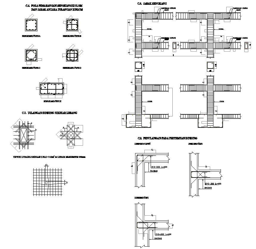 Standard Details Of Structure Work Is Given In Autocad 2d Drawing, Cad 