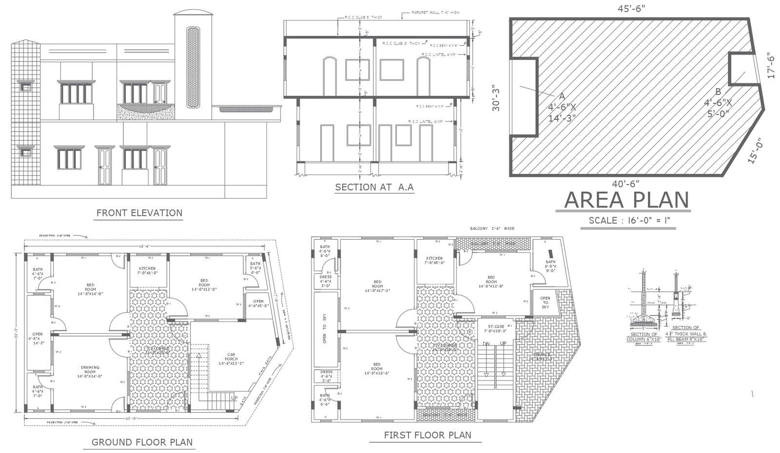 Staycation house plan with flooring detail and elevation detail dwg ...