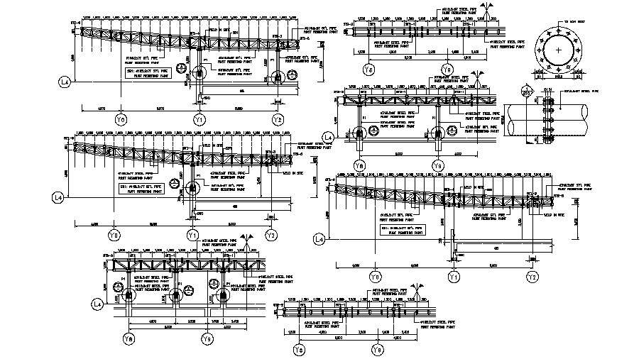 Steel Construction Truss Design Layout Plan - Cadbull