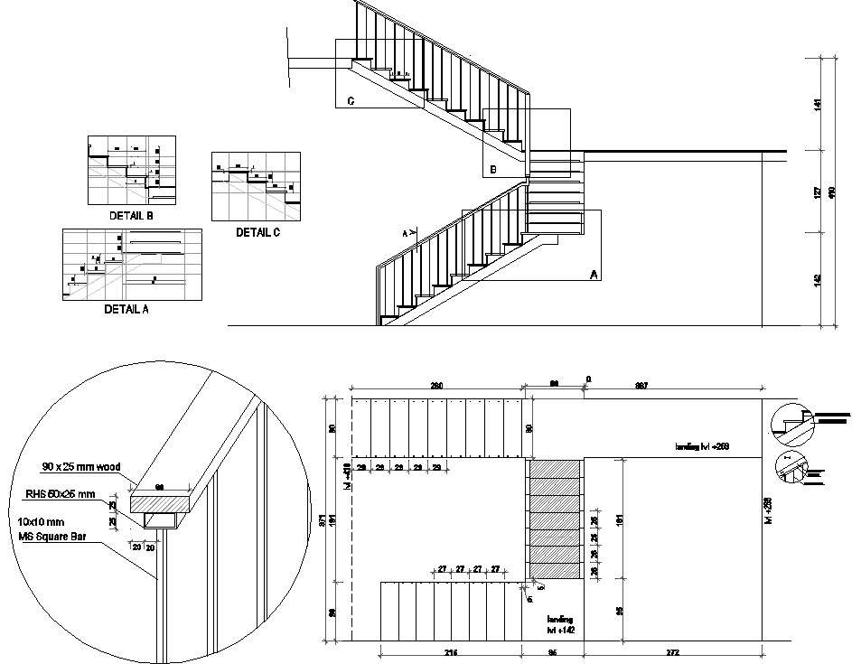 Steel Stair details dwg cad files - Cadbull