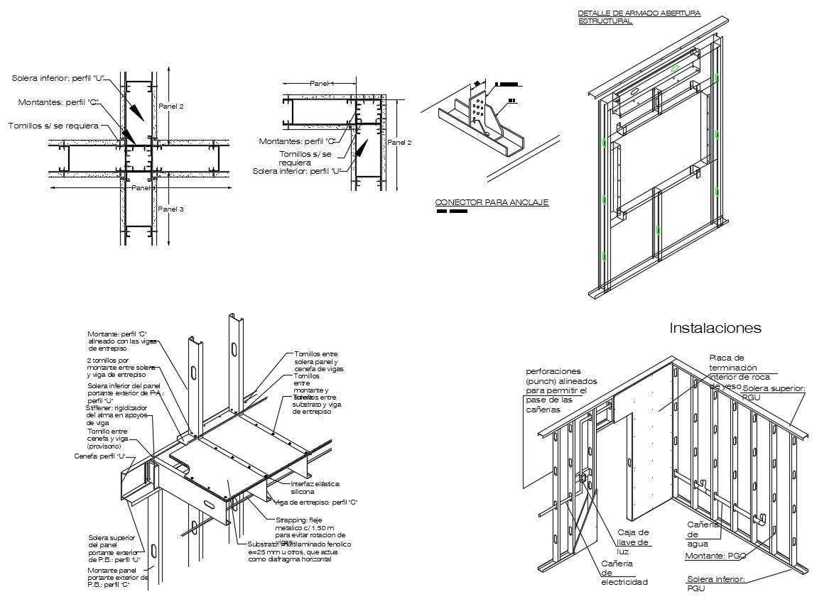 Steel framing 2d structure autocad drawing Cadbull