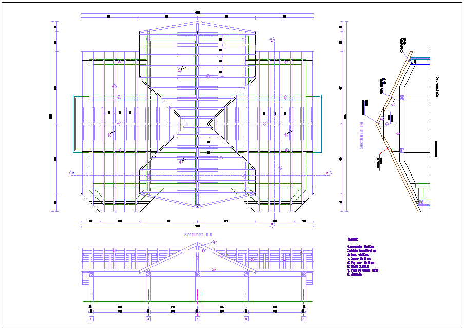 steel-structure-view-with-plan-and-elevation-of-roof-area-for-house-dwg