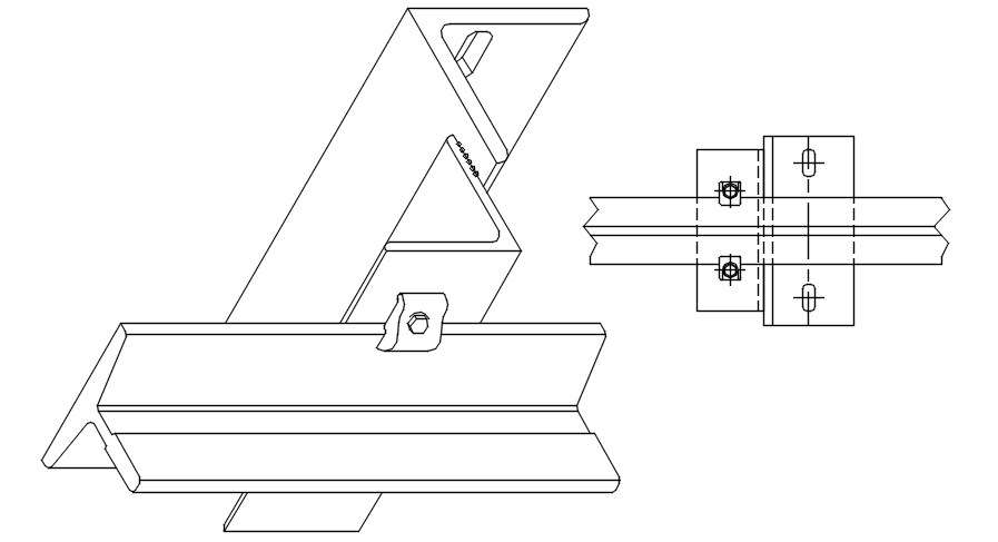 Steel angle elevation and the section details are given in ...