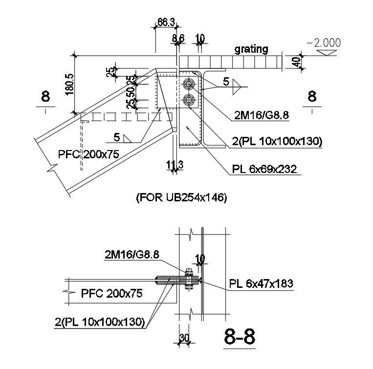 Steel Plate Grating Panel And Bolts Detail Design In Autocad 2d Drawing Cad File Dwg File 