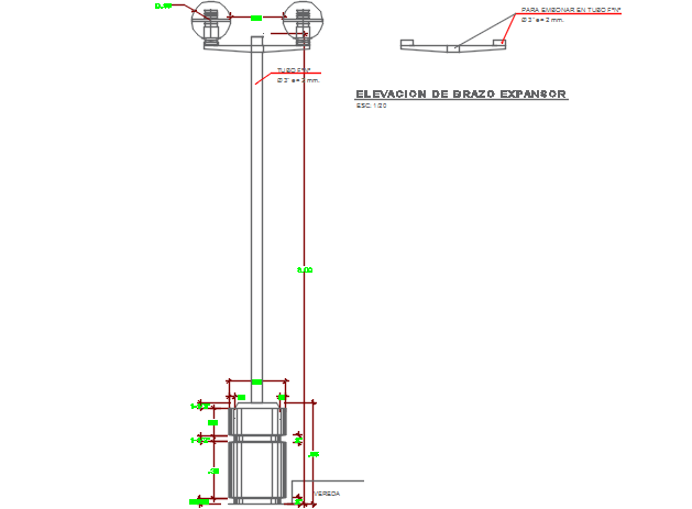 Street light detail dwg file - Cadbull