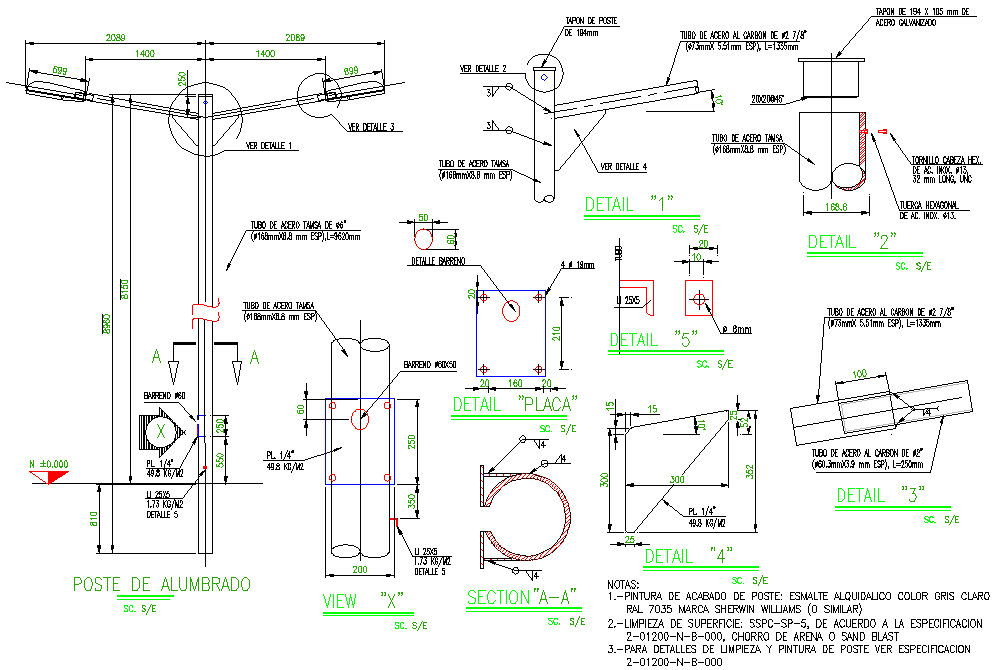 Street light elevation autocad file - Cadbull