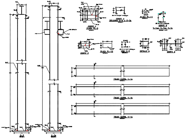 Street light plan and section detail dwg file - Cadbull