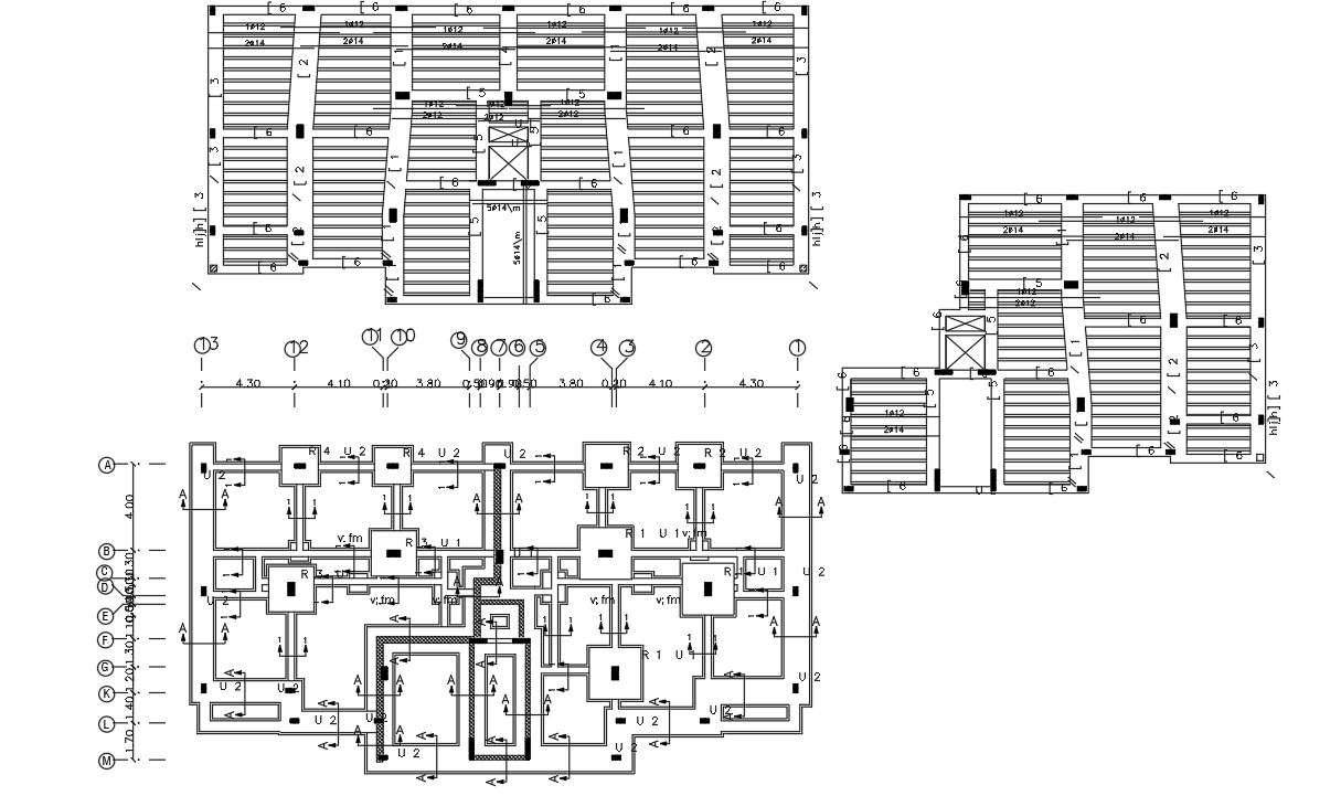 Structural Column Footing And Slab Bars Design AutoCAD Drawing - Cadbull