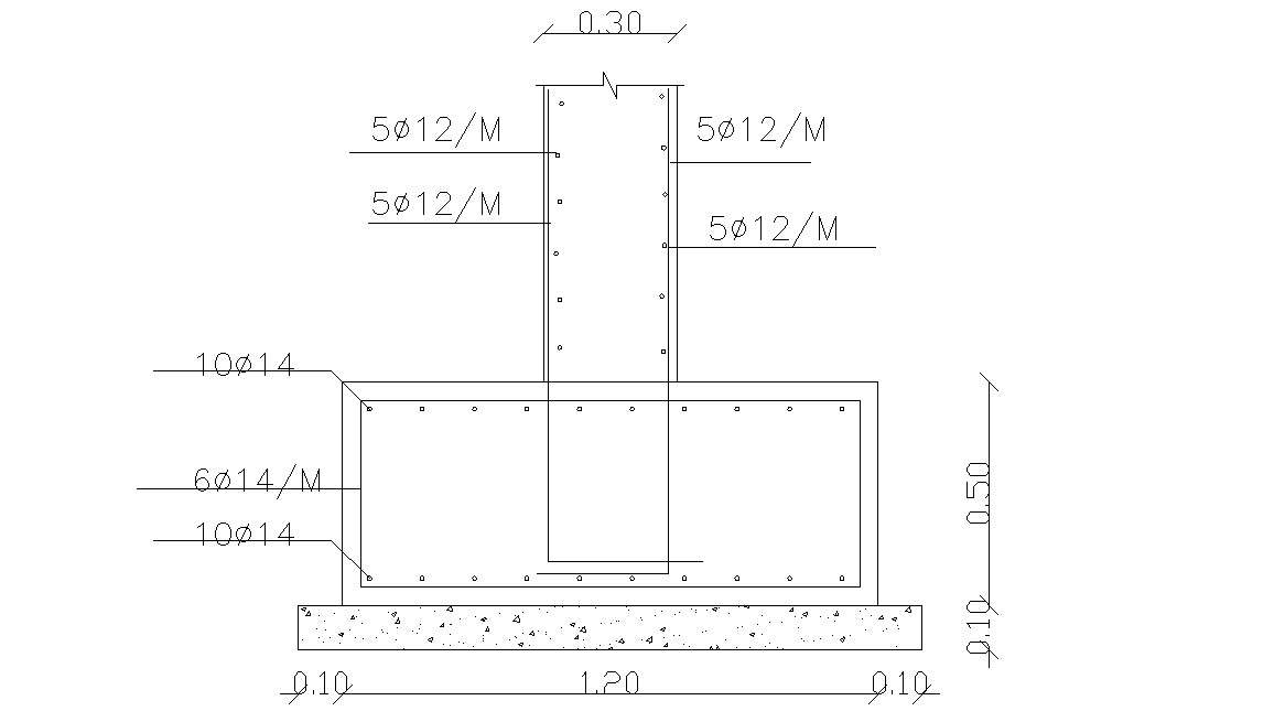 Structural Column Footing Section Design AutoCAD Drawing - Cadbull