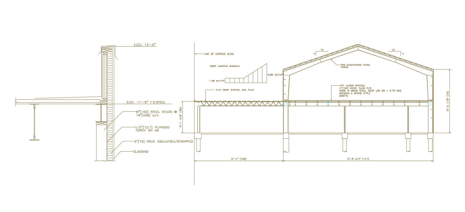 Structural Roof Section Design AutoCAD Drawing 2d View Download - Cadbull