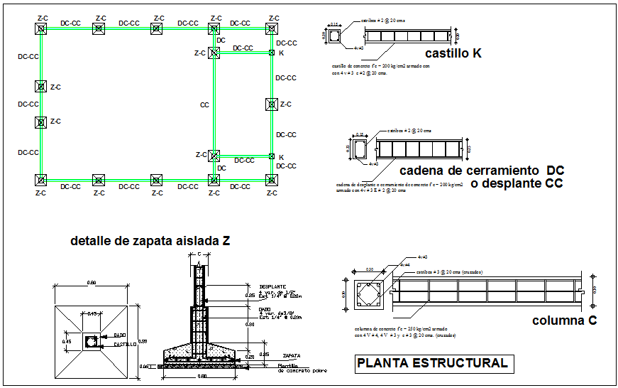  Structural  plan  with detail view for church project dwg 