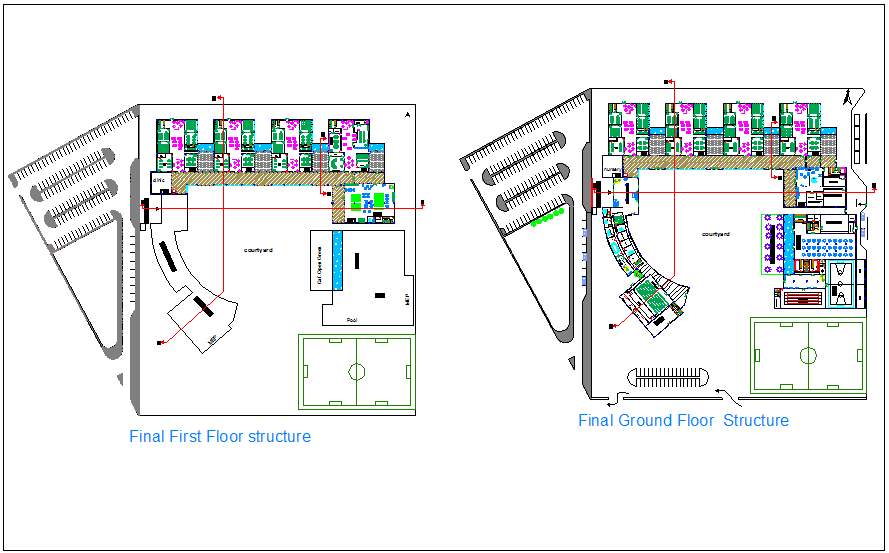 Structural View Of Secondary School For Women Ground And First Floor ...