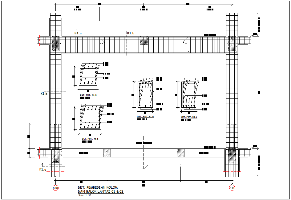 Structural view of column and beam with detail for head quarter dwg ...