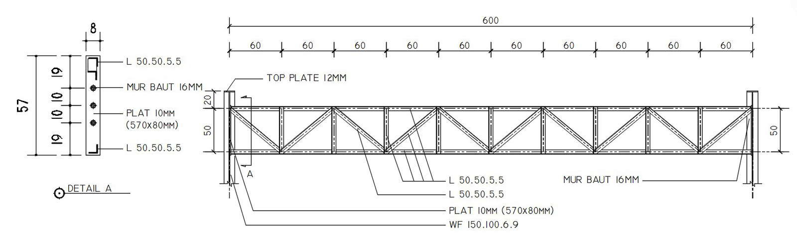 Autocad 2d Drawing Of Truss Structure In Detail Cad File Dwg File Porn Sex Picture 