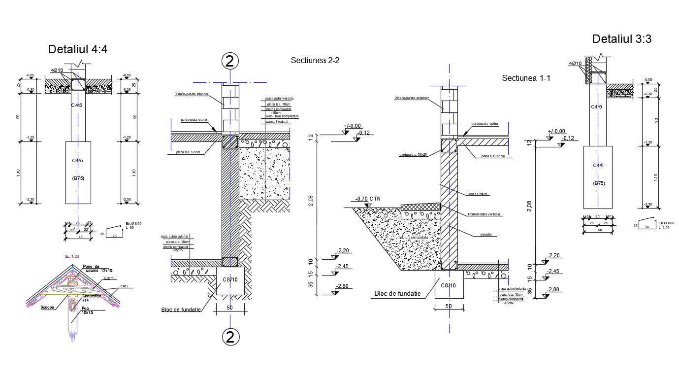 Structure Design Of Plinth Beam And Wooden Roof AutoCAD File Free ...