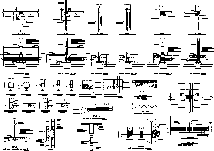 Structure details plan dwg file - Cadbull