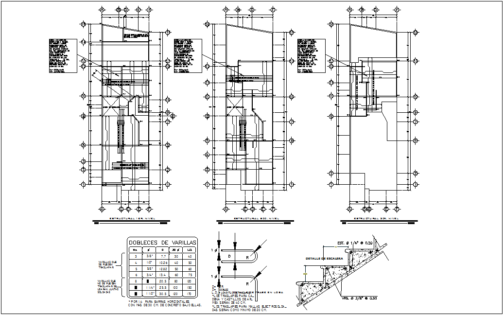 Structure view of house with floor plan and stair detail dwg file - Cadbull