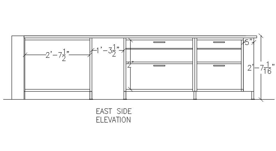 Study table elevation in detail AutoCAD drawing, dwg file, CAD file ...