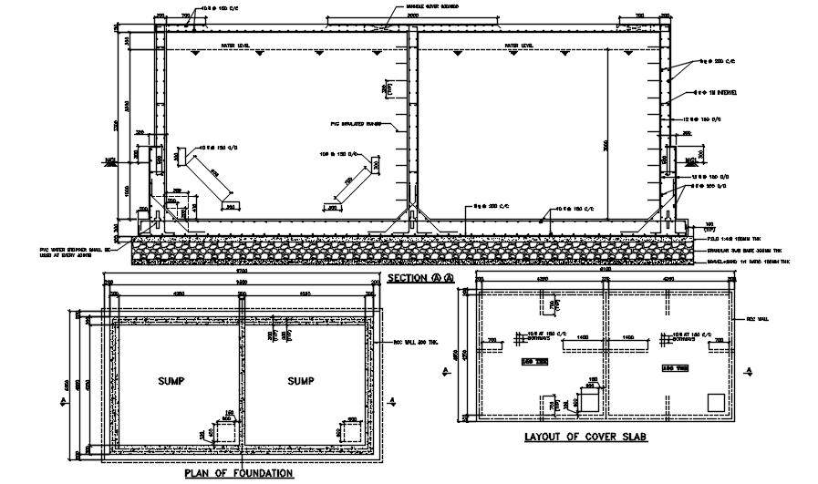 Sump Tank Construction CAD Drawing DWG File - Cadbull