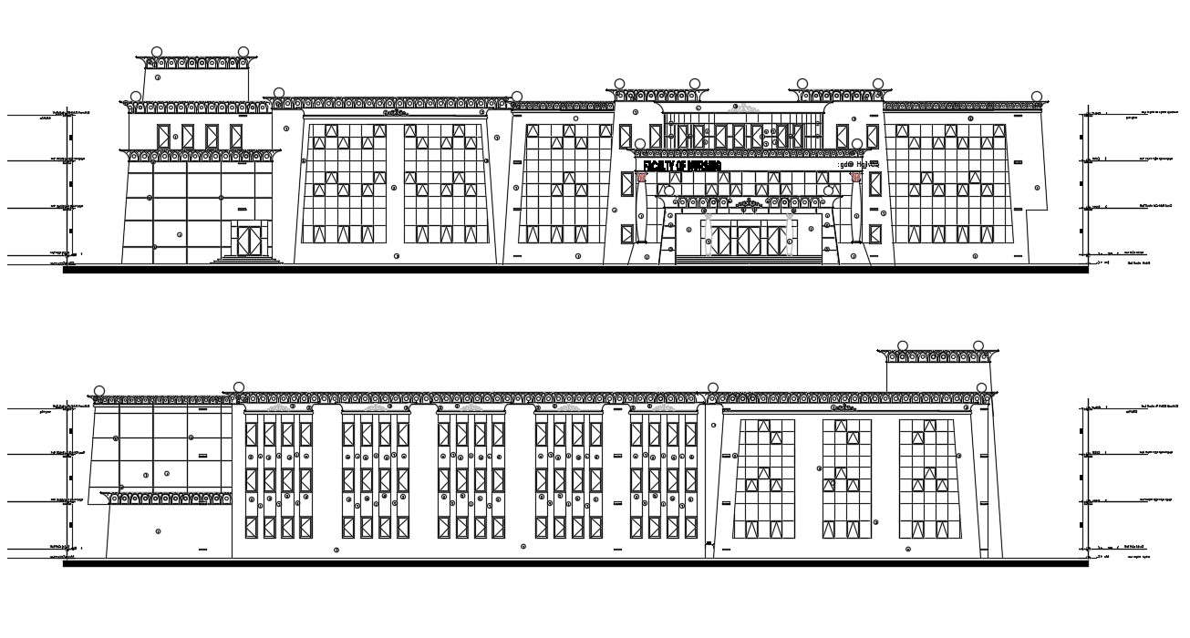 Superb section and the elevation details of the pharmacy college ...