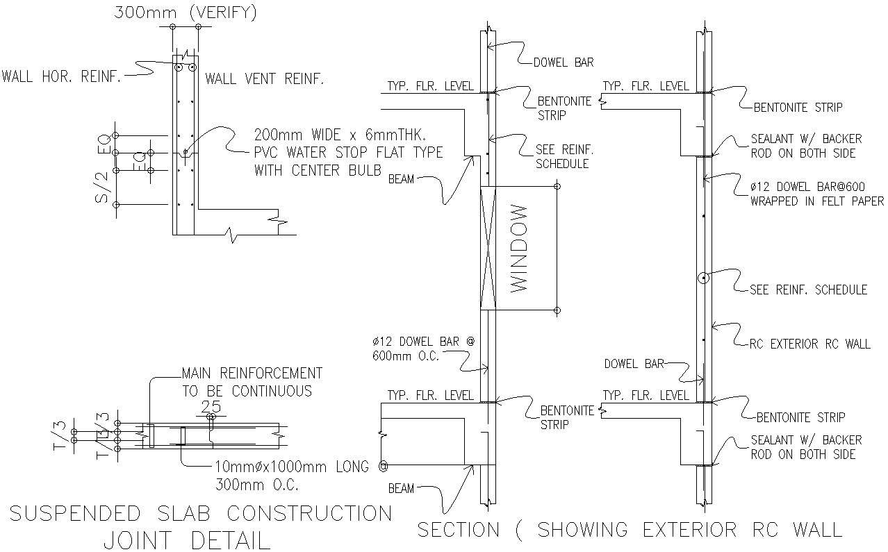 Suspended slab construction join details autocad file , cad drawing ...