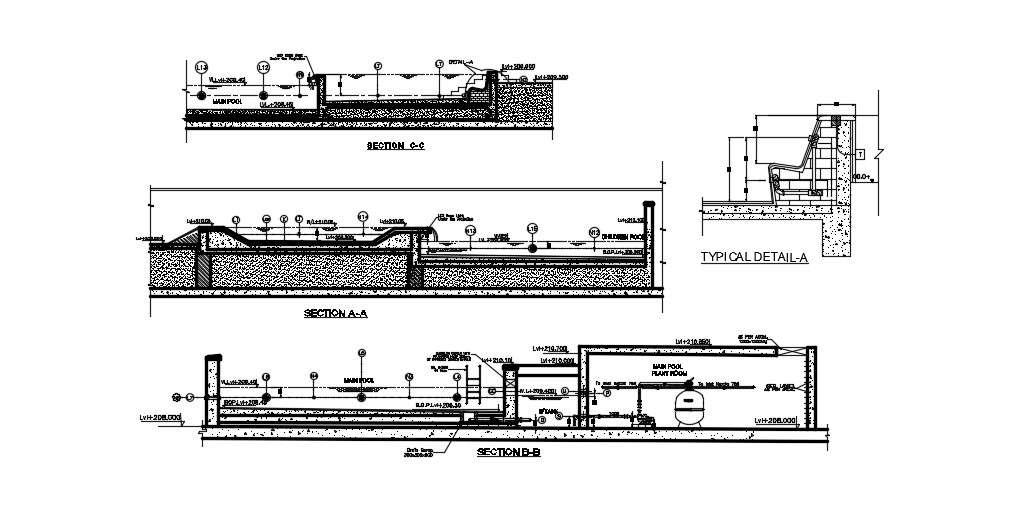 swimming pool on terrace construction detail