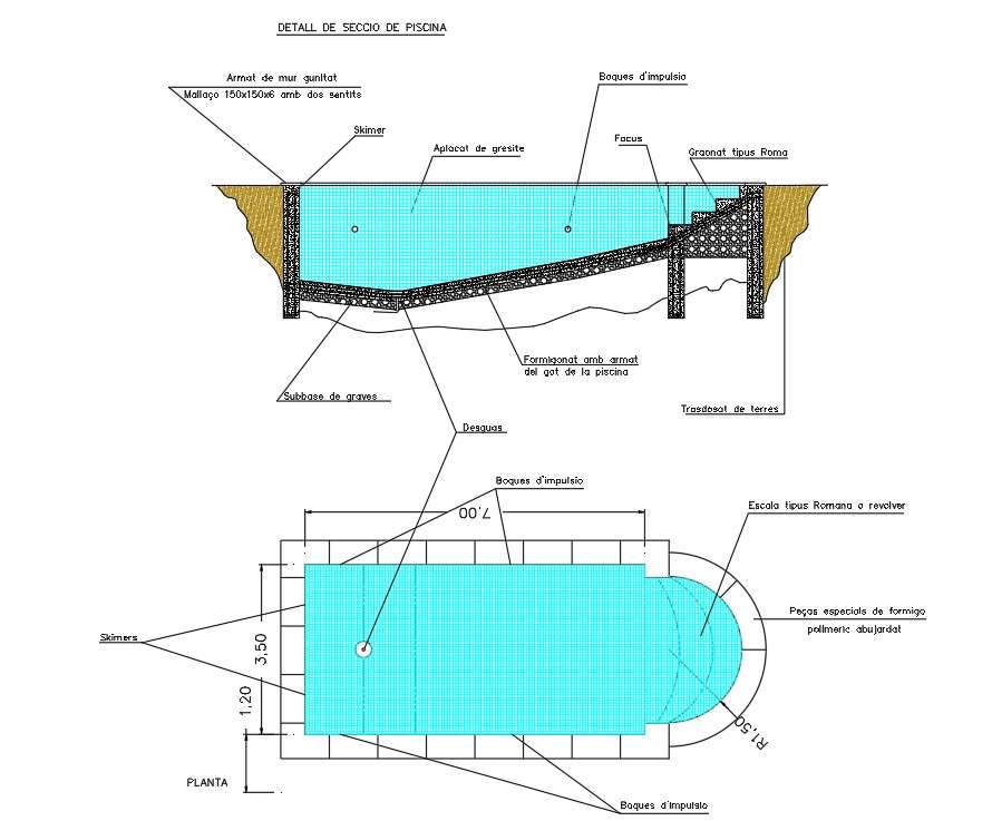 swimming pool section dwg