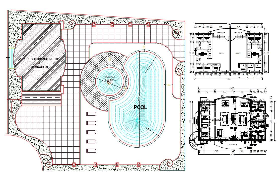 Swimming Pool Plan AutoCAD Drawing Cadbull