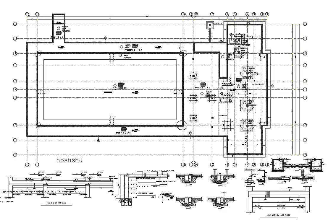 Swimming Pool Plan With Center Line CAD Drawing DWG File Cadbull