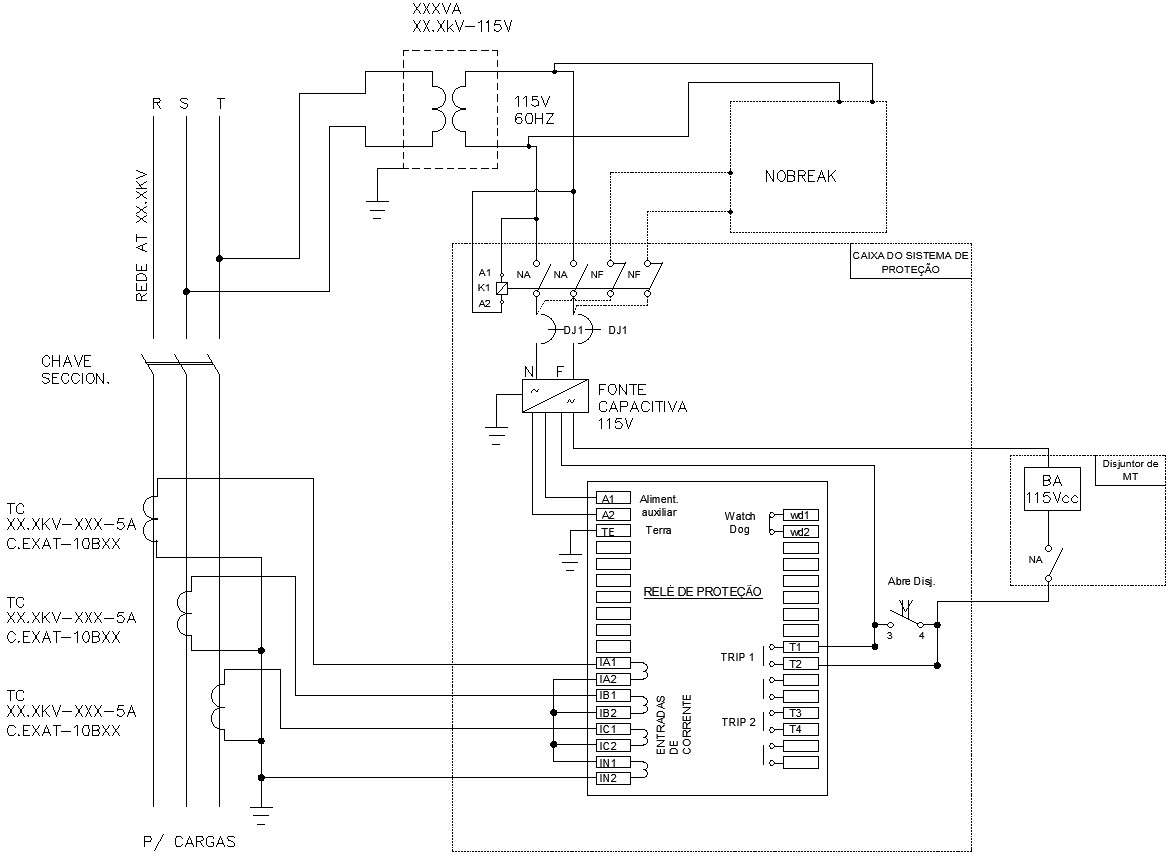 TRIFILE CONNECTION DIAGRAM OF THE SECONDARY PROTECTION SYSTEM. - Cadbull