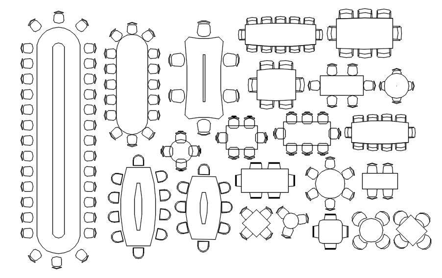 Table and chairs 2d cad blocks in AutoCAD, dwg file. - Cadbull