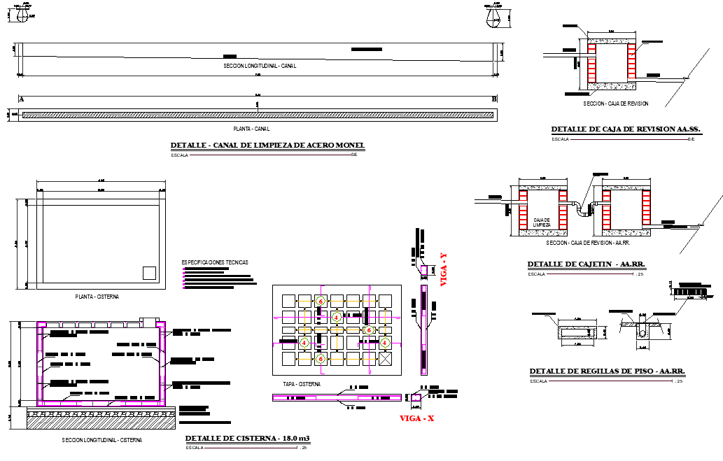 Tank plan and section detail dwg file - Cadbull