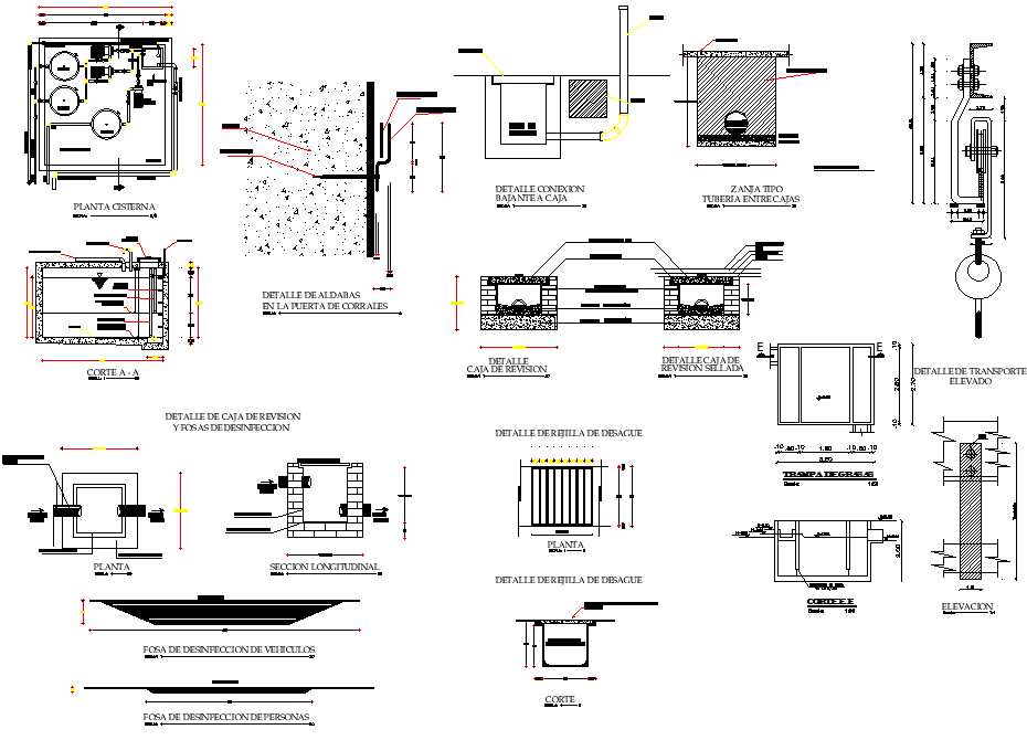 Tank plan and section detail dwg file - Cadbull
