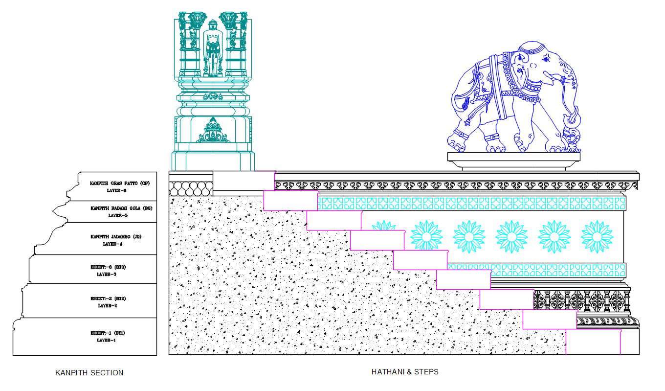 Carving Column Cad Blocks Elevation Design Dwg File Cadbull