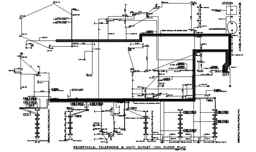 Tenth Floor Section Details Of Receptacle Telephoneand Ma Tv Outlet Diagram Are Given In This 8229