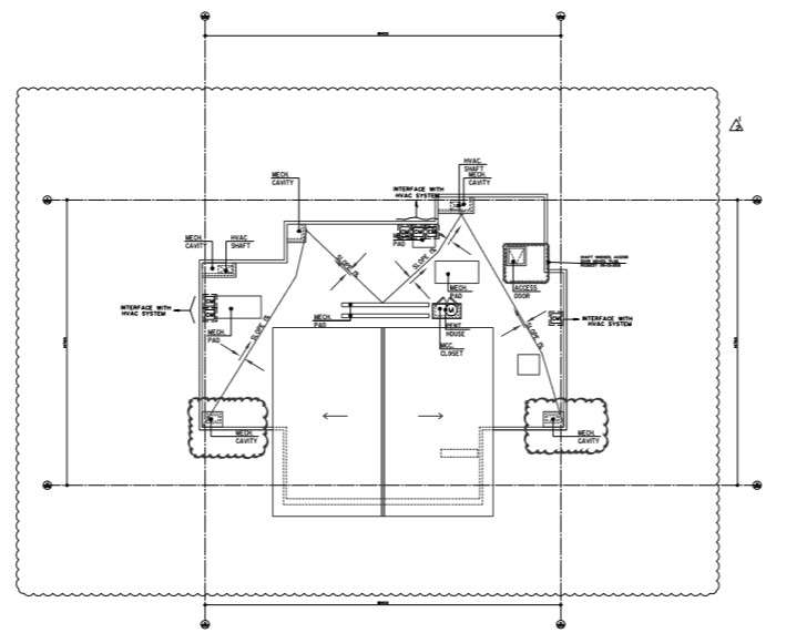 Terrace floor plan of villa with the detail of fire alarm system. - Cadbull