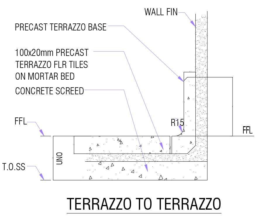 Terrazzo to terrazzo connection details in AutoCAD 2D drawing, dwg file ...