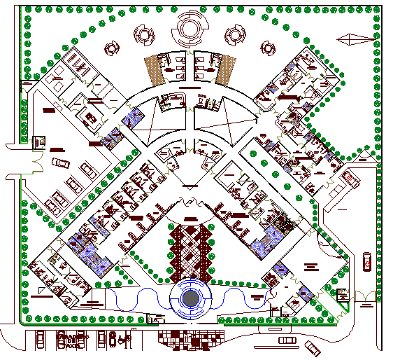 The Architecture Layout Of Multi Flooring Hotel Elevation Dwg File