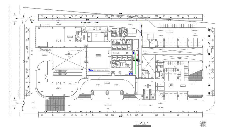 The corporate building proposed transmission routing layout. - Cadbull