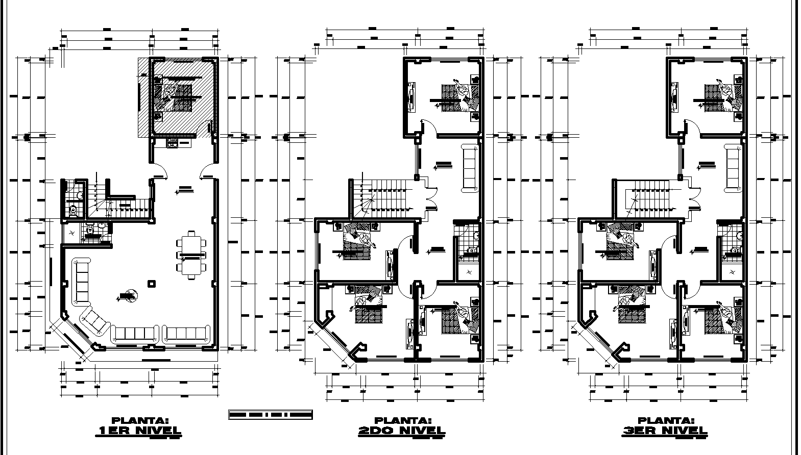 The Layout Of Three Floors Plan Detail Detail Dwg File Cadbull